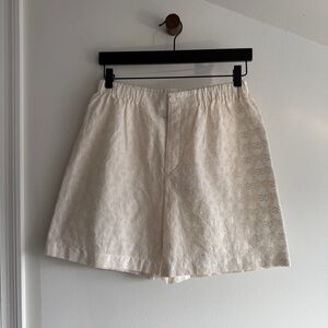 Gucci Logo Embroidered Shorts in Cream